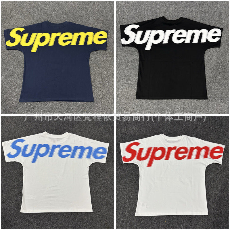 Supreme fashion logo printed casual men's and women's pure cotton t-shirt
