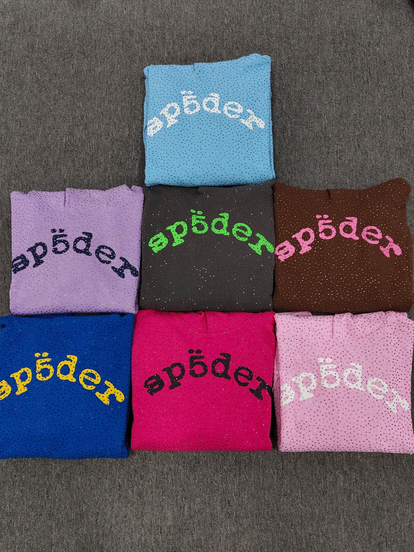 Spider VVS Multi color Full Hot Diamond Letter Casual Hoodies