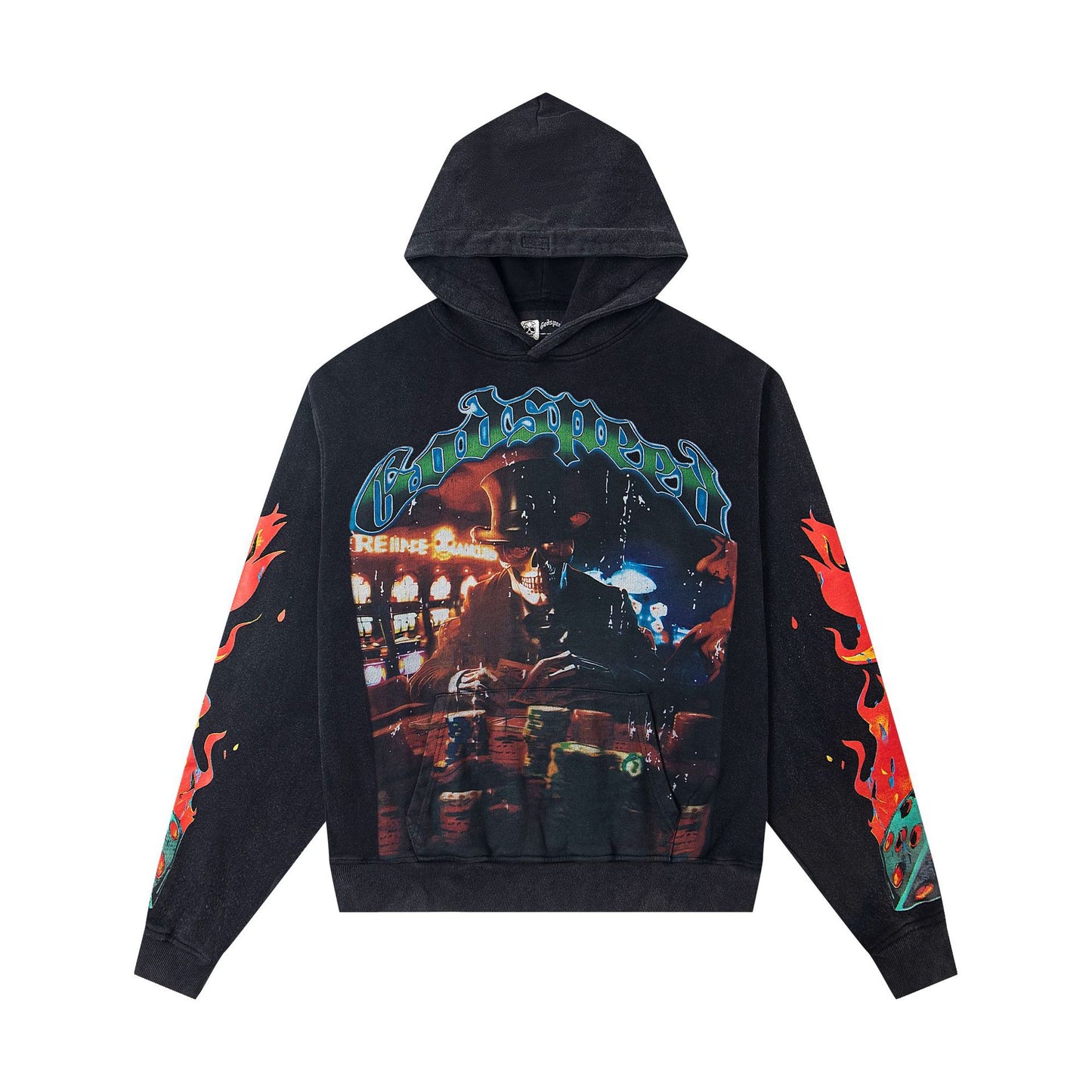 Godspeed New Direct Spray Printed Washed Retro Pure Cotton Hip Hop Hoodie