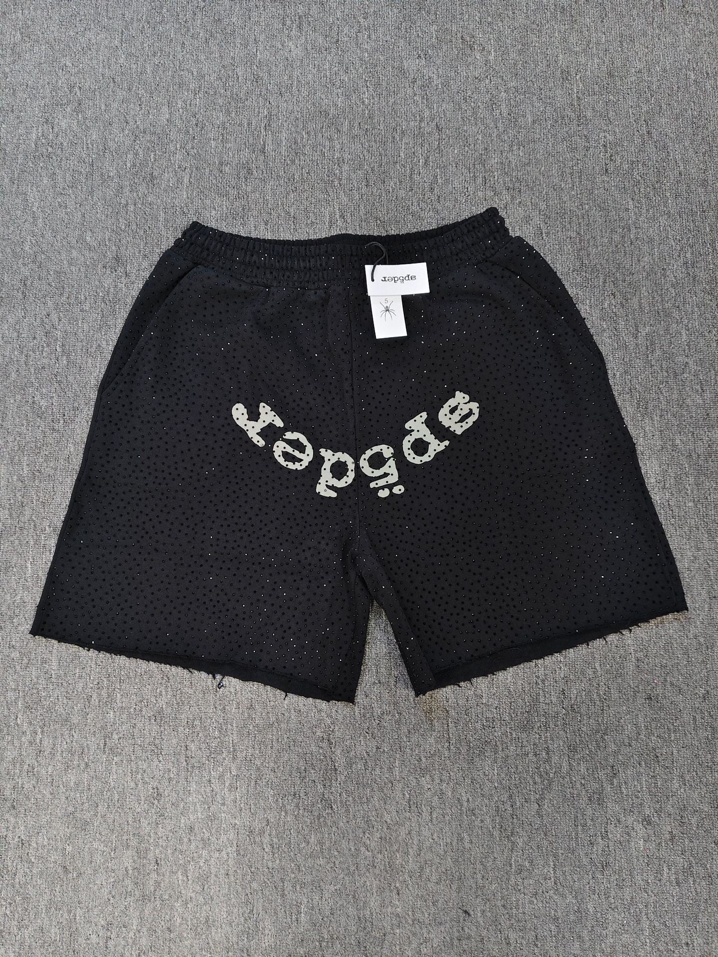 Spider VVS Multi color Full Hot Diamond Letter Casual Shorts