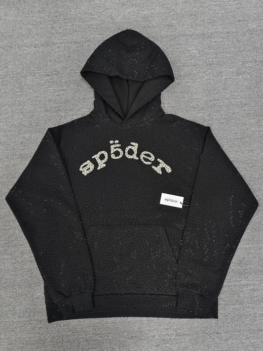 Spider VVS Multi color Full Hot Diamond Letter Casual Hoodies