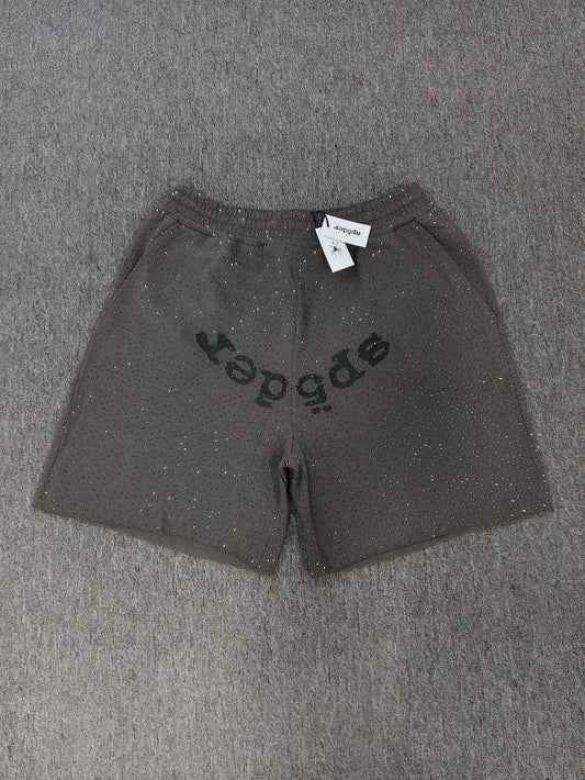 Spider VVS Multi color Full Hot Diamond Letter Casual Shorts