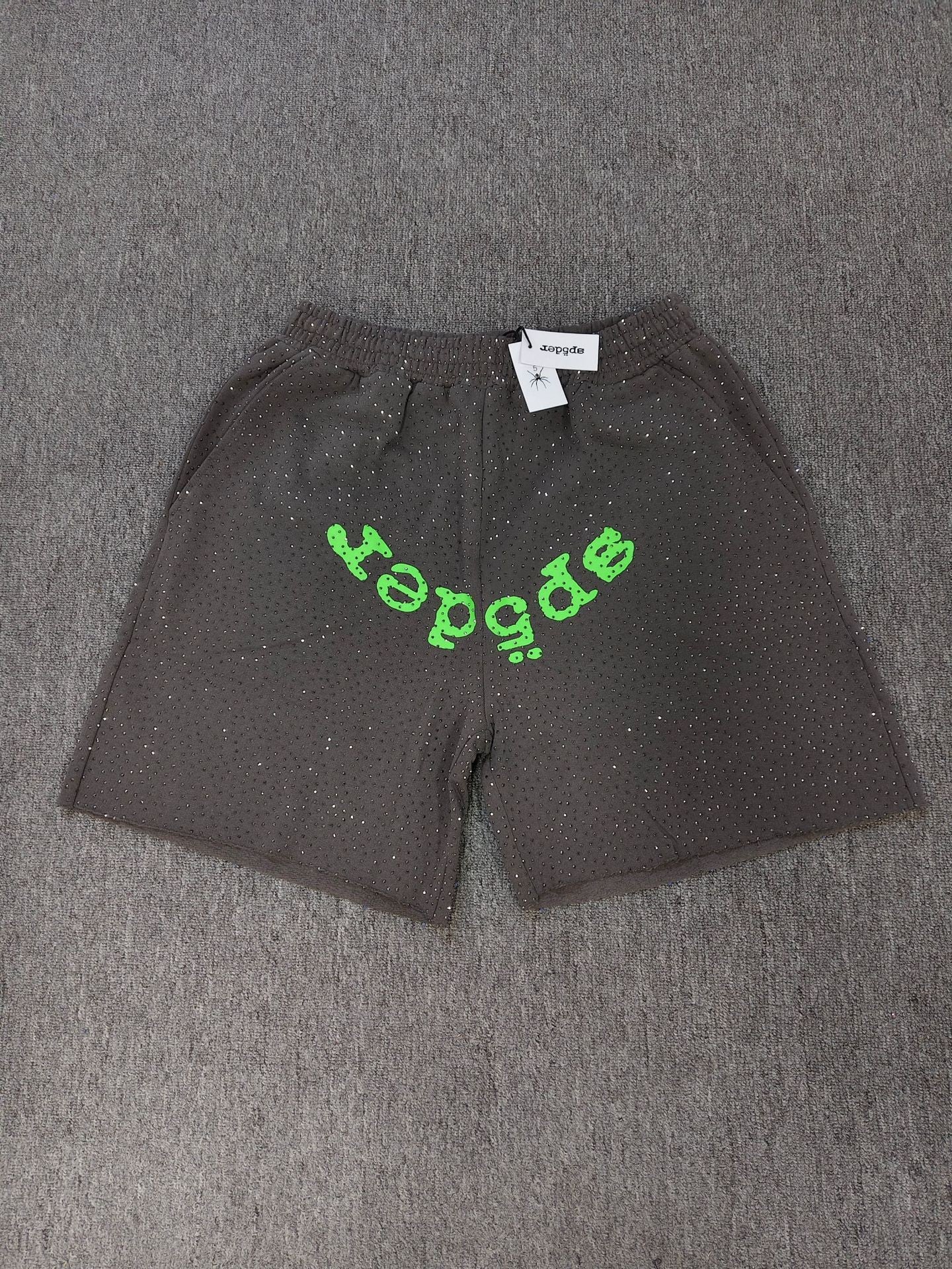 Spider VVS Multi color Full Hot Diamond Letter Casual Shorts