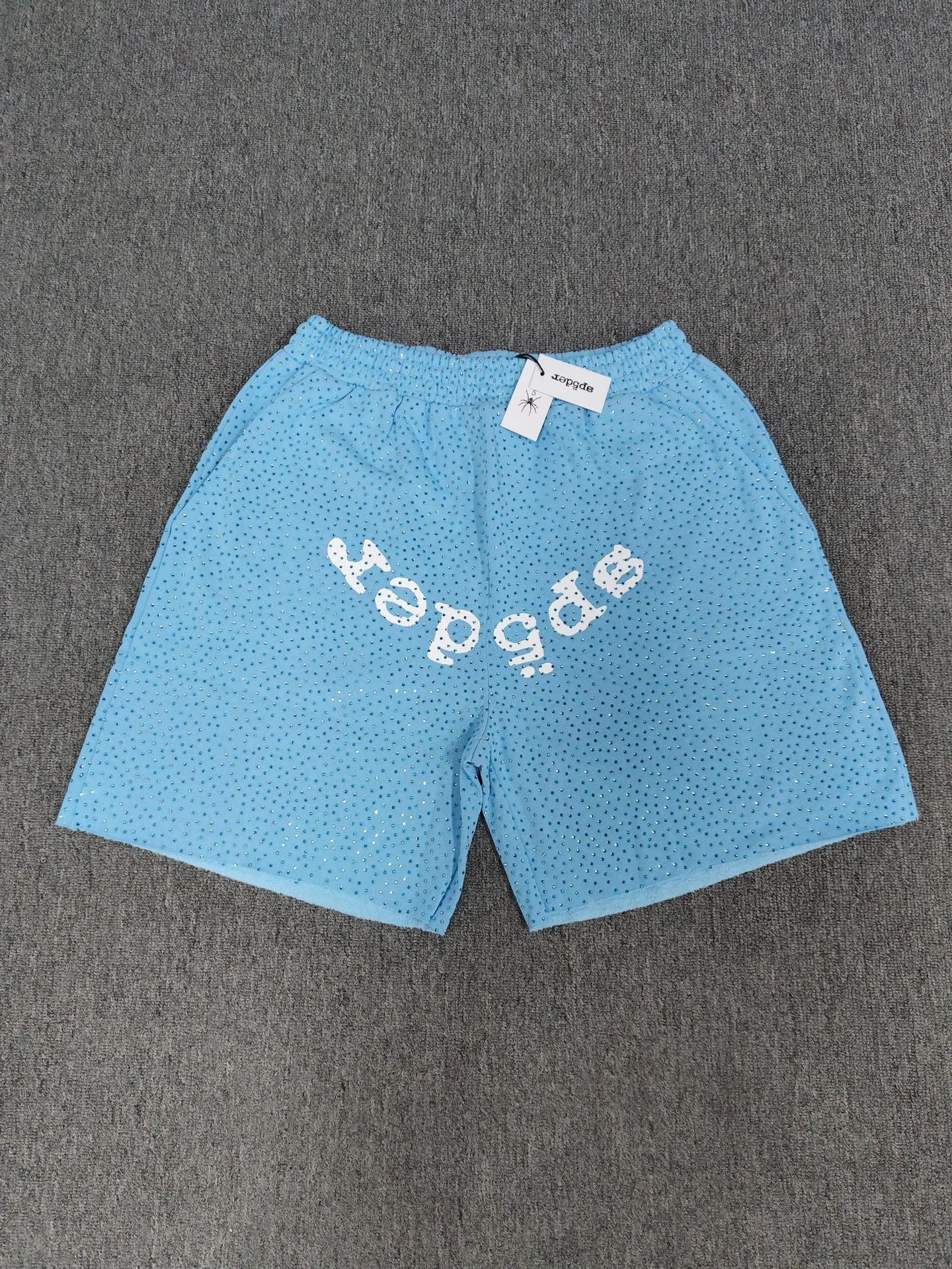 Spider VVS Multi color Full Hot Diamond Letter Casual Shorts