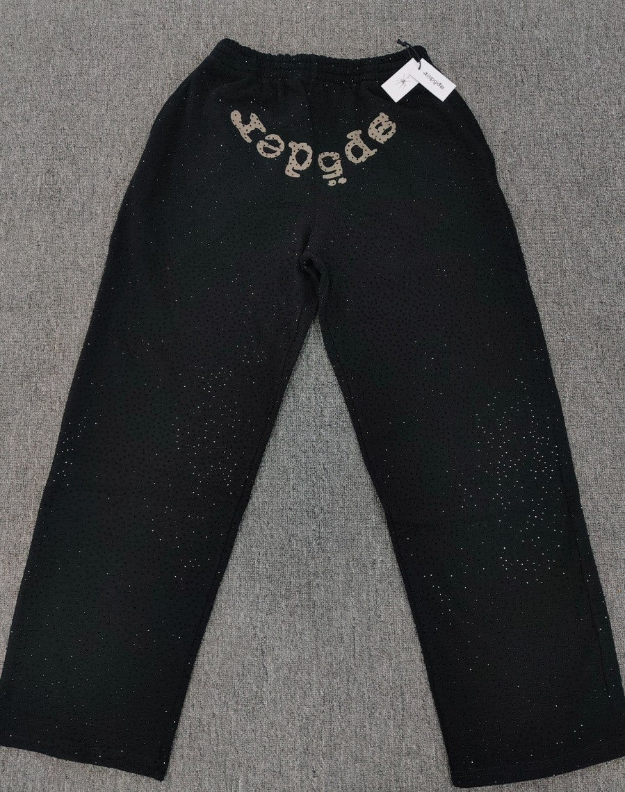 Spider VVS Multi color Full Hot Diamond Letter Casual Pants