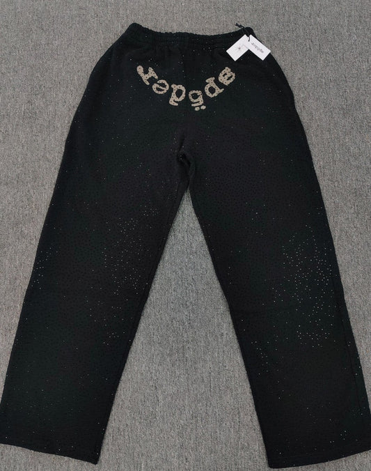 Spider VVS Multi color Full Hot Diamond Letter Casual Pants