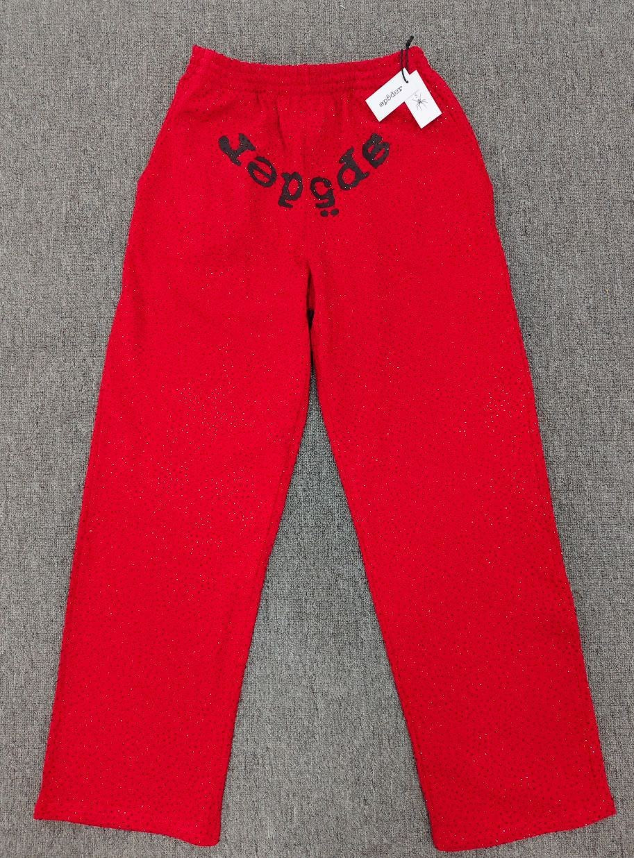Spider VVS Multi color Full Hot Diamond Letter Casual Pants