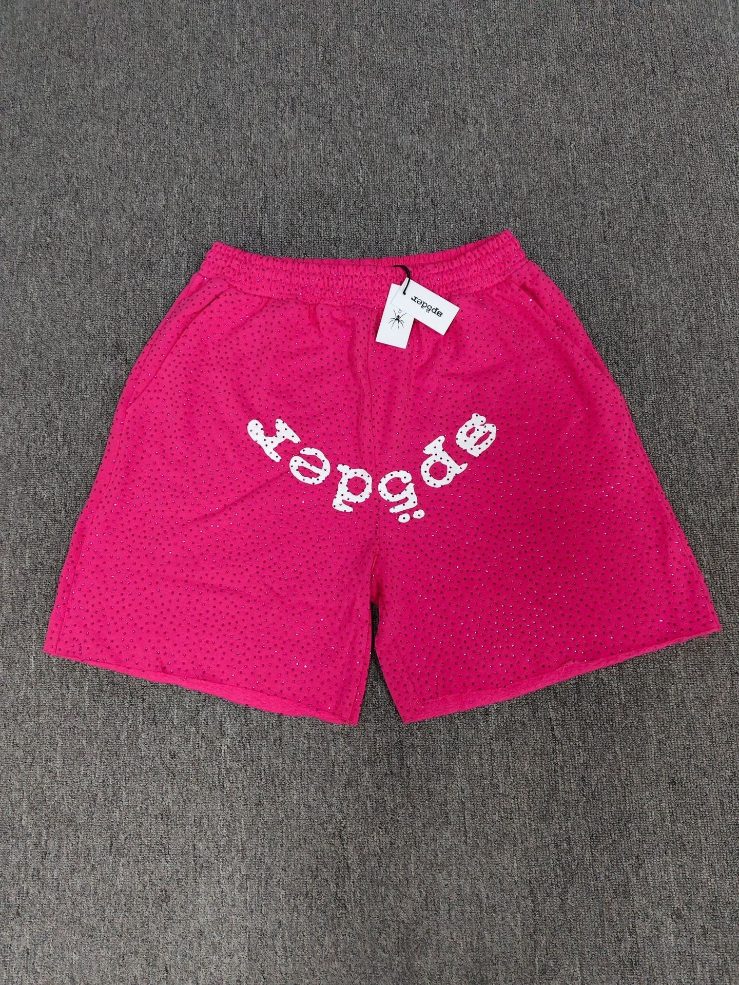 Spider VVS Multi color Full Hot Diamond Letter Casual Shorts