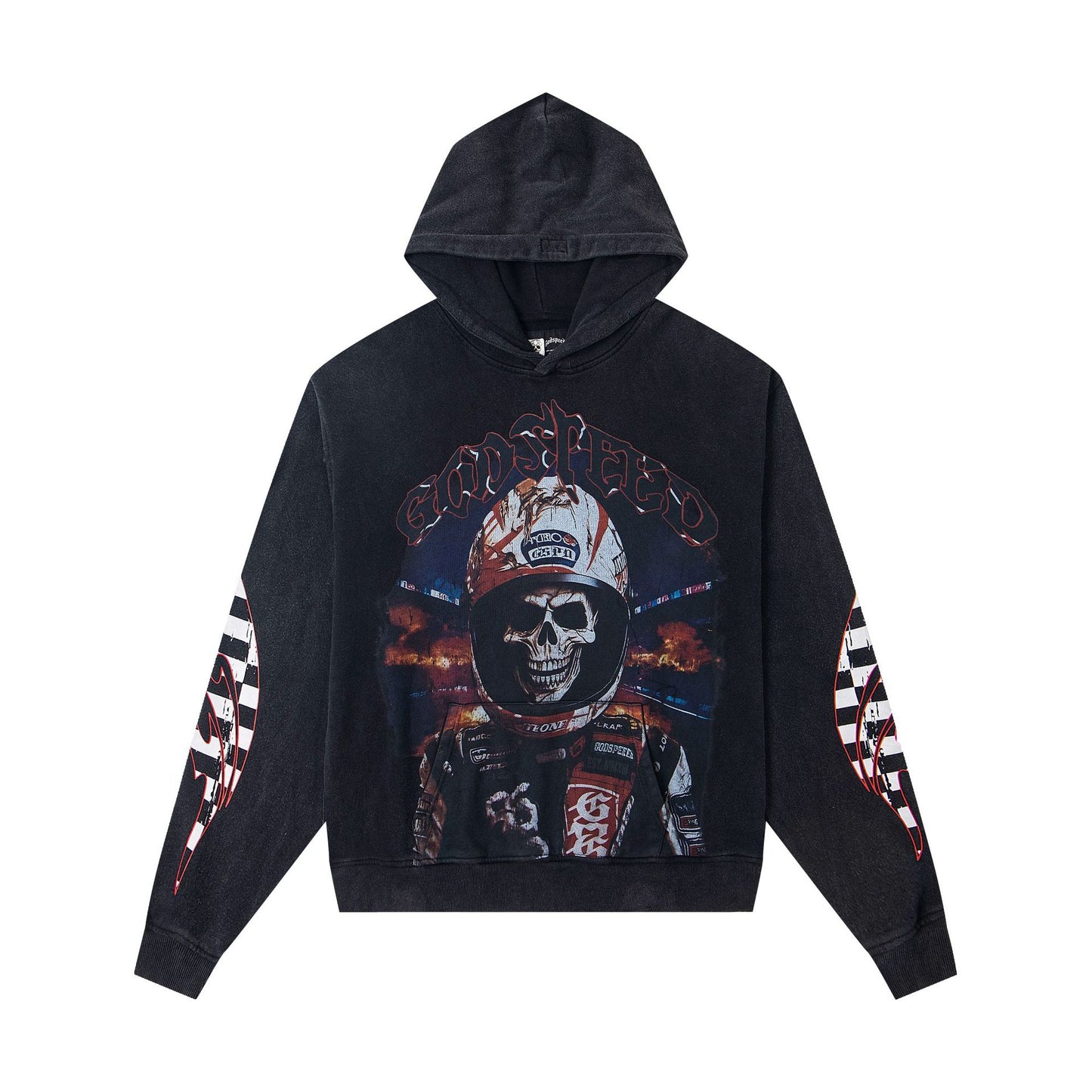 Godspeed New Direct Spray Printed Washed Retro Pure Cotton Hip Hop Hoodie
