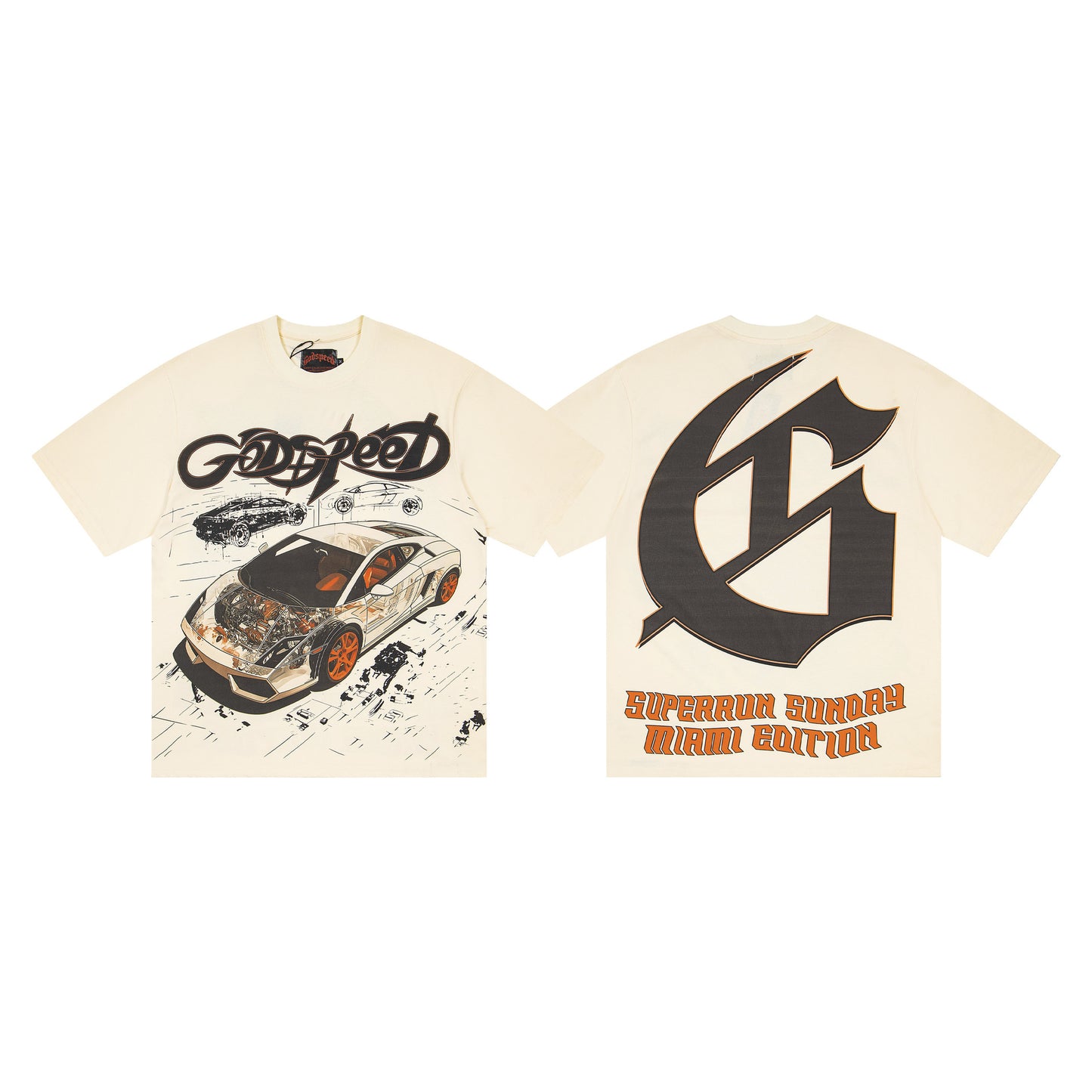 Godspeed Retro Skull Print High Street Trendy Hip Hop Street Loose Short Sleeves