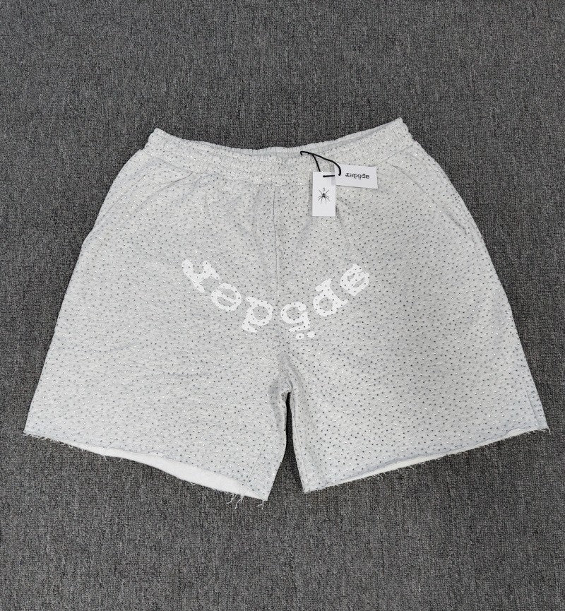 Spider VVS Multi color Full Hot Diamond Letter Casual Shorts