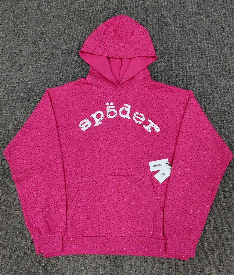 Spider VVS Multi color Full Hot Diamond Letter Casual Hoodies
