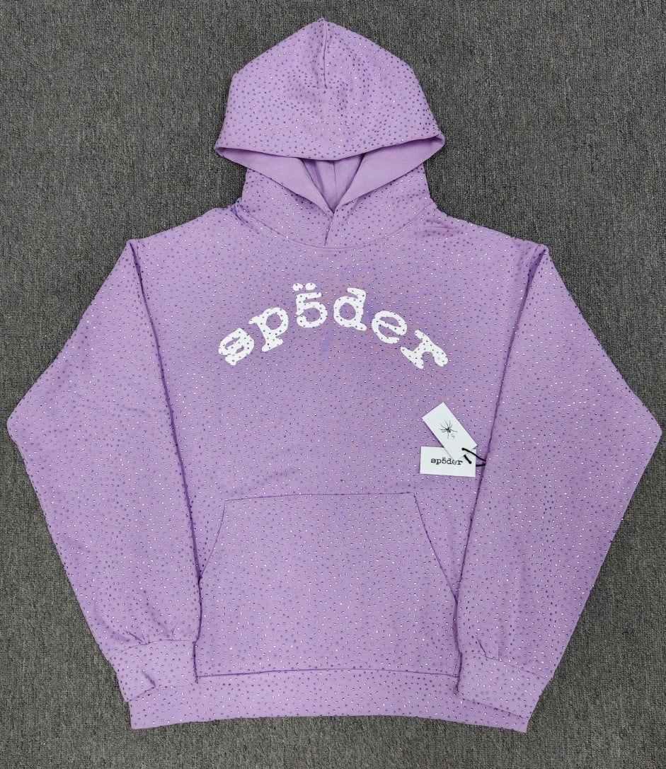 Spider VVS Multi color Full Hot Diamond Letter Casual Hoodies