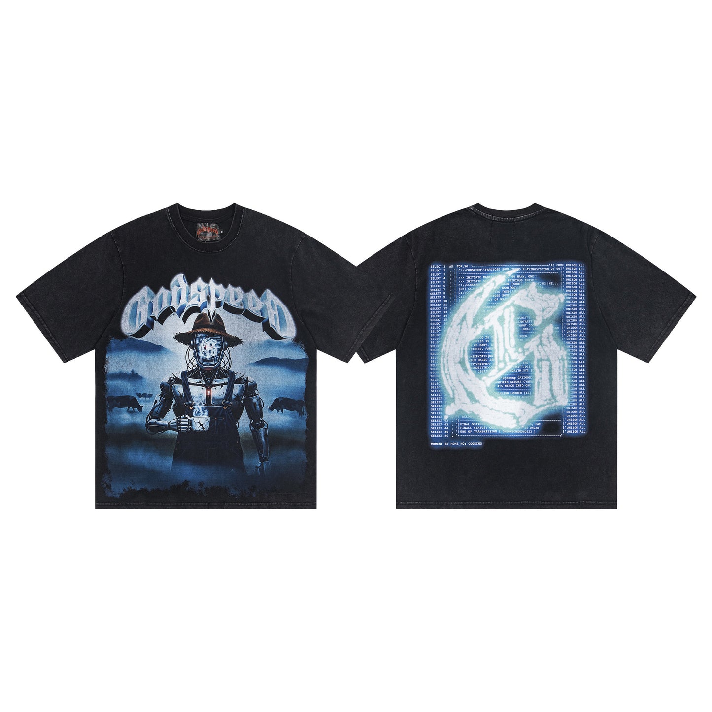 Godspeed Retro Skull Print High Street Trendy Hip Hop Street Loose Short Sleeves