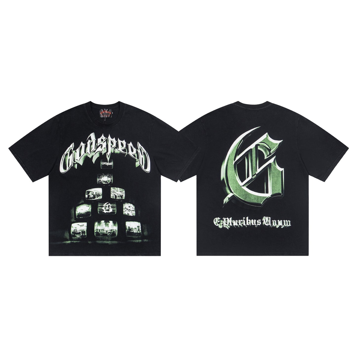 Godspeed Retro Skull Print High Street Trendy Hip Hop Street Loose Short Sleeves