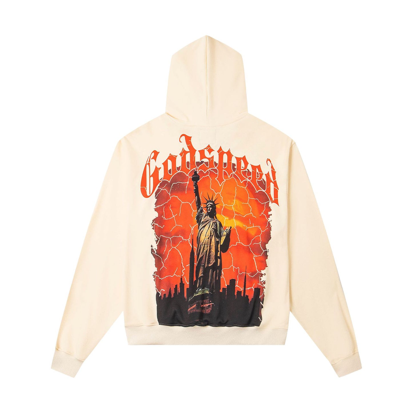 Godspeed New Direct Spray Printed Washed Retro Pure Cotton Hip Hop Hoodie