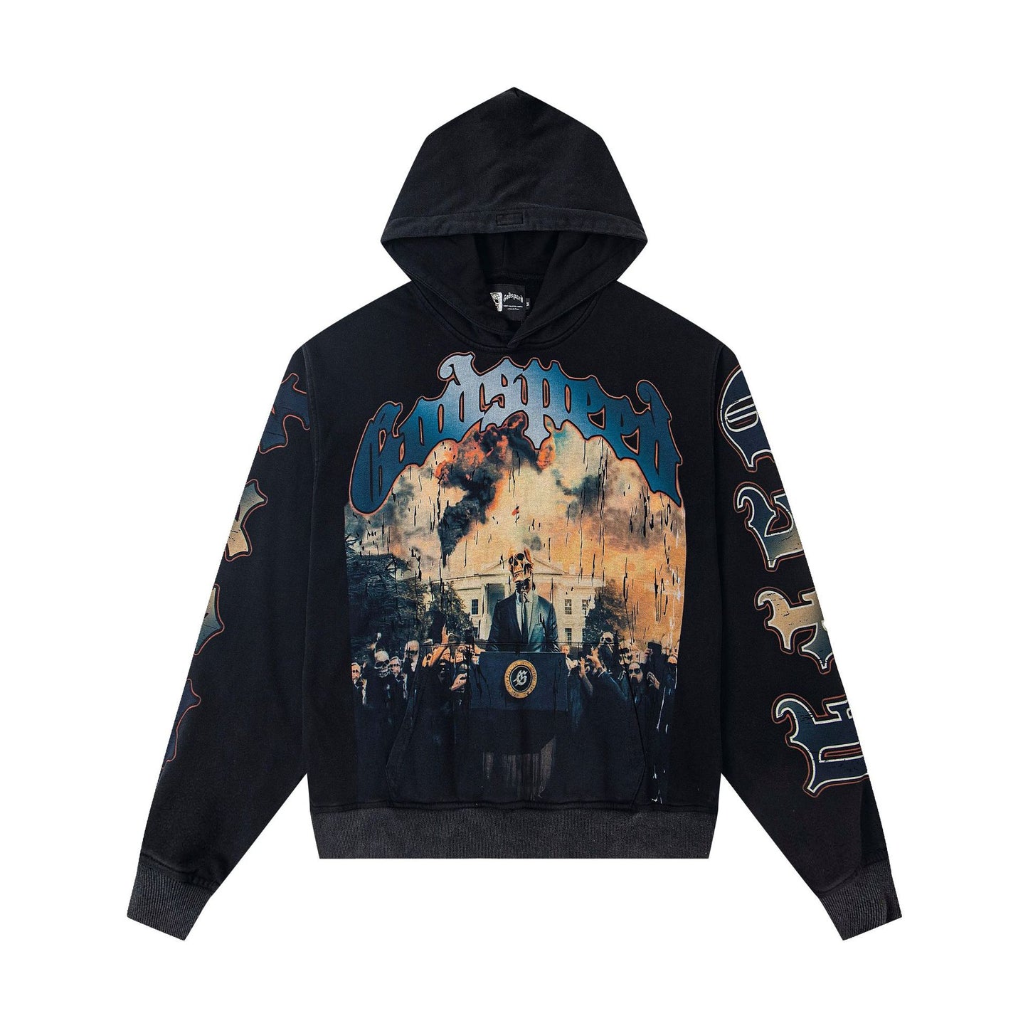 Godspeed New Direct Spray Printed Washed Retro Pure Cotton Hip Hop Hoodie