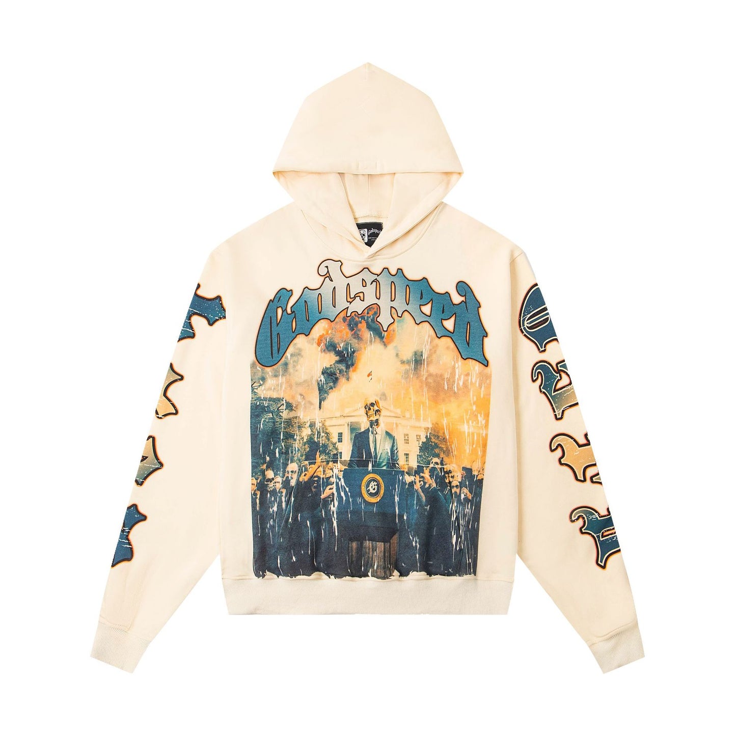 Godspeed New Direct Spray Printed Washed Retro Pure Cotton Hip Hop Hoodie