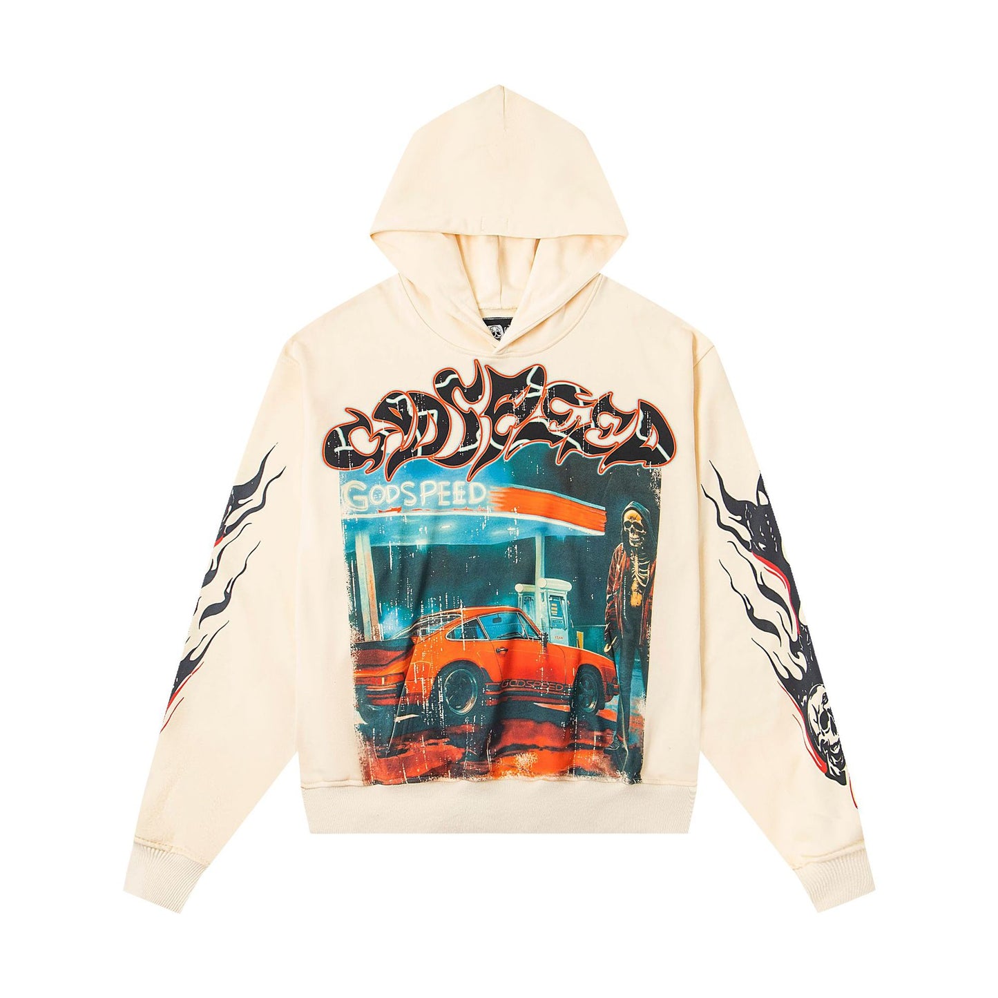 Godspeed New Direct Spray Printed Washed Retro Pure Cotton Hip Hop Hoodie