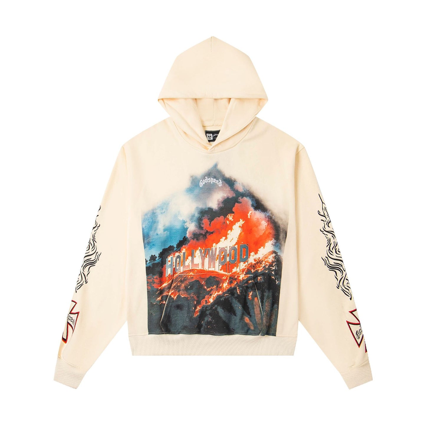 Godspeed New Direct Spray Printed Washed Retro Pure Cotton Hip Hop Hoodie