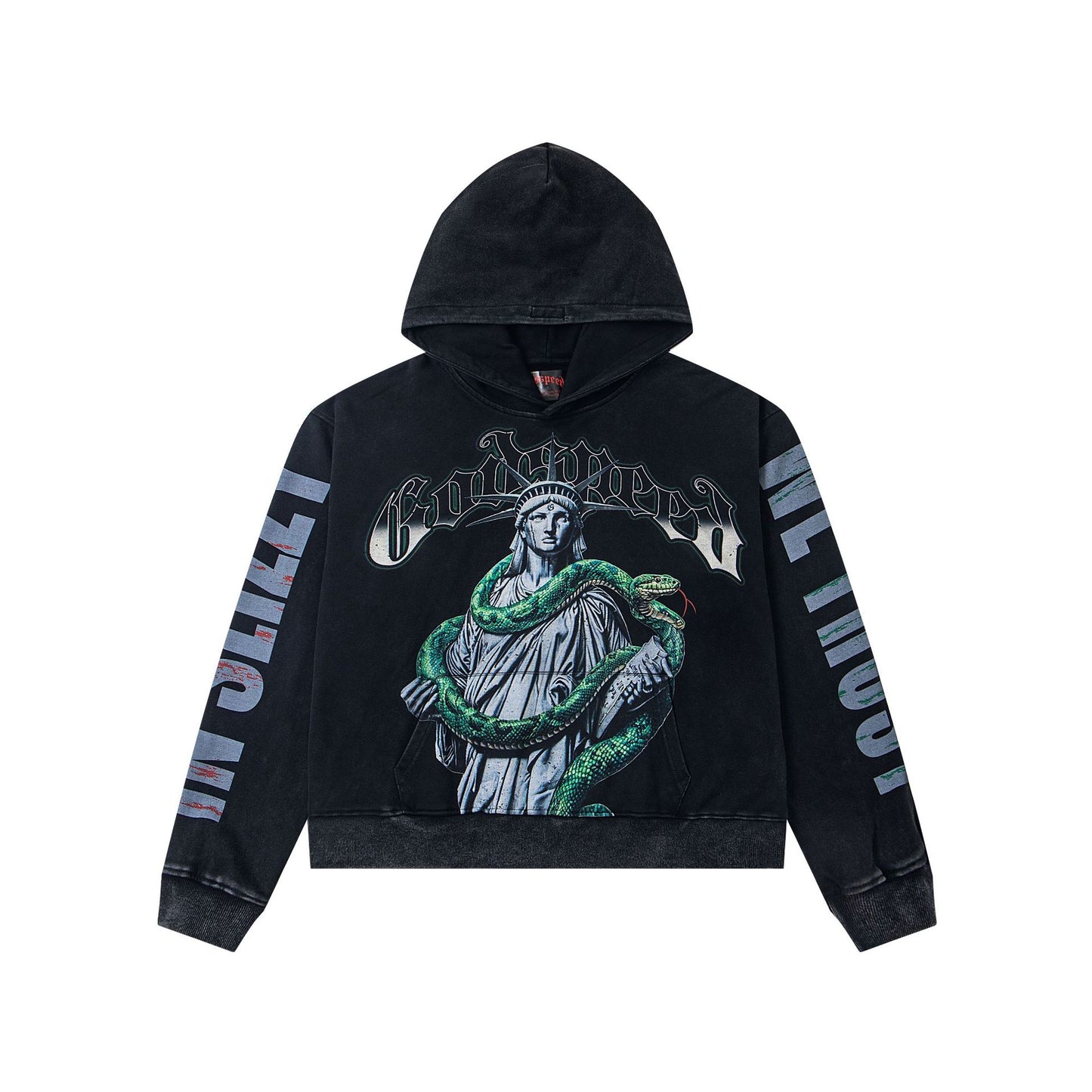 Godspeed New Direct Spray Printed Washed Retro Pure Cotton Hip Hop Hoodie