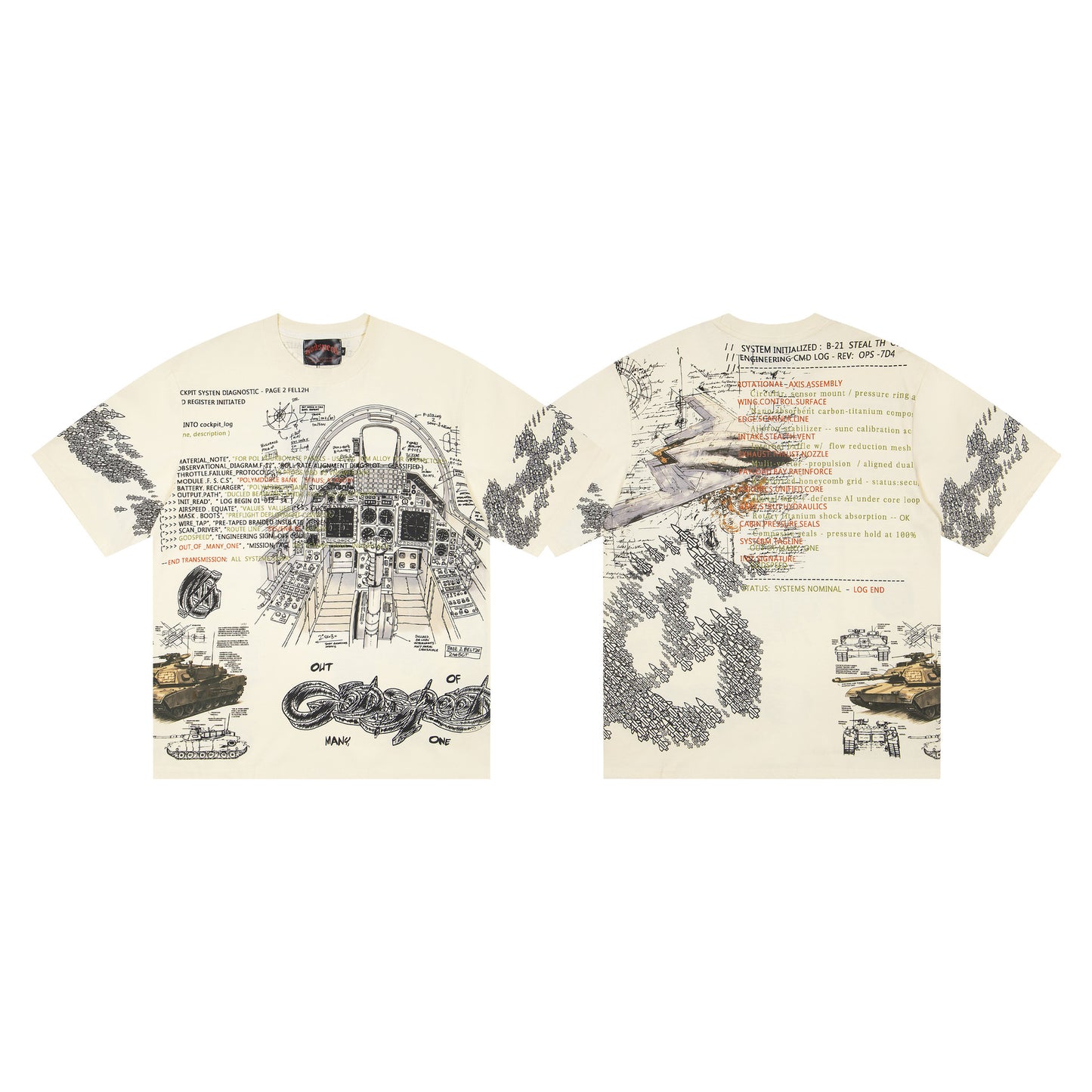 Godspeed Retro Skull Print High Street Trendy Hip Hop Street Loose Short Sleeves