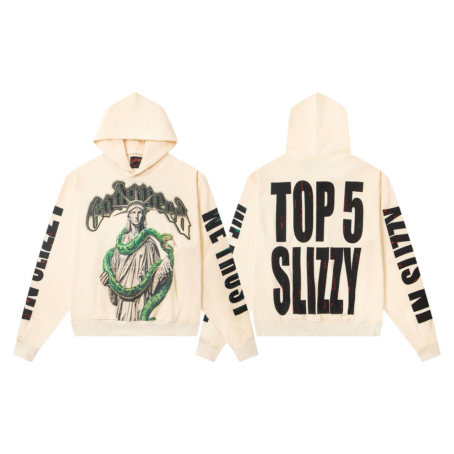 Godspeed New Direct Spray Printed Washed Retro Pure Cotton Hip Hop Hoodie
