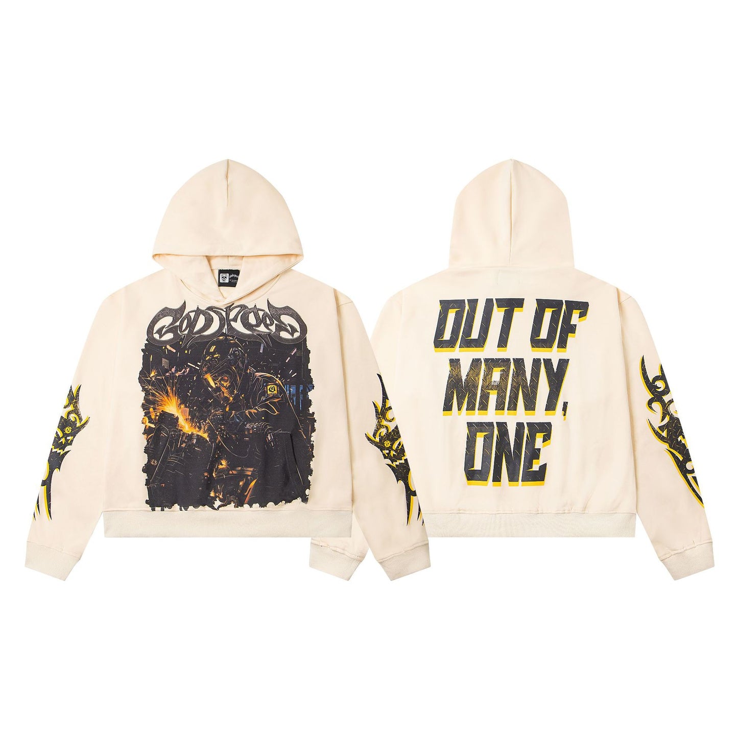 Godspeed New Direct Spray Printed Washed Retro Pure Cotton Hip Hop Hoodie