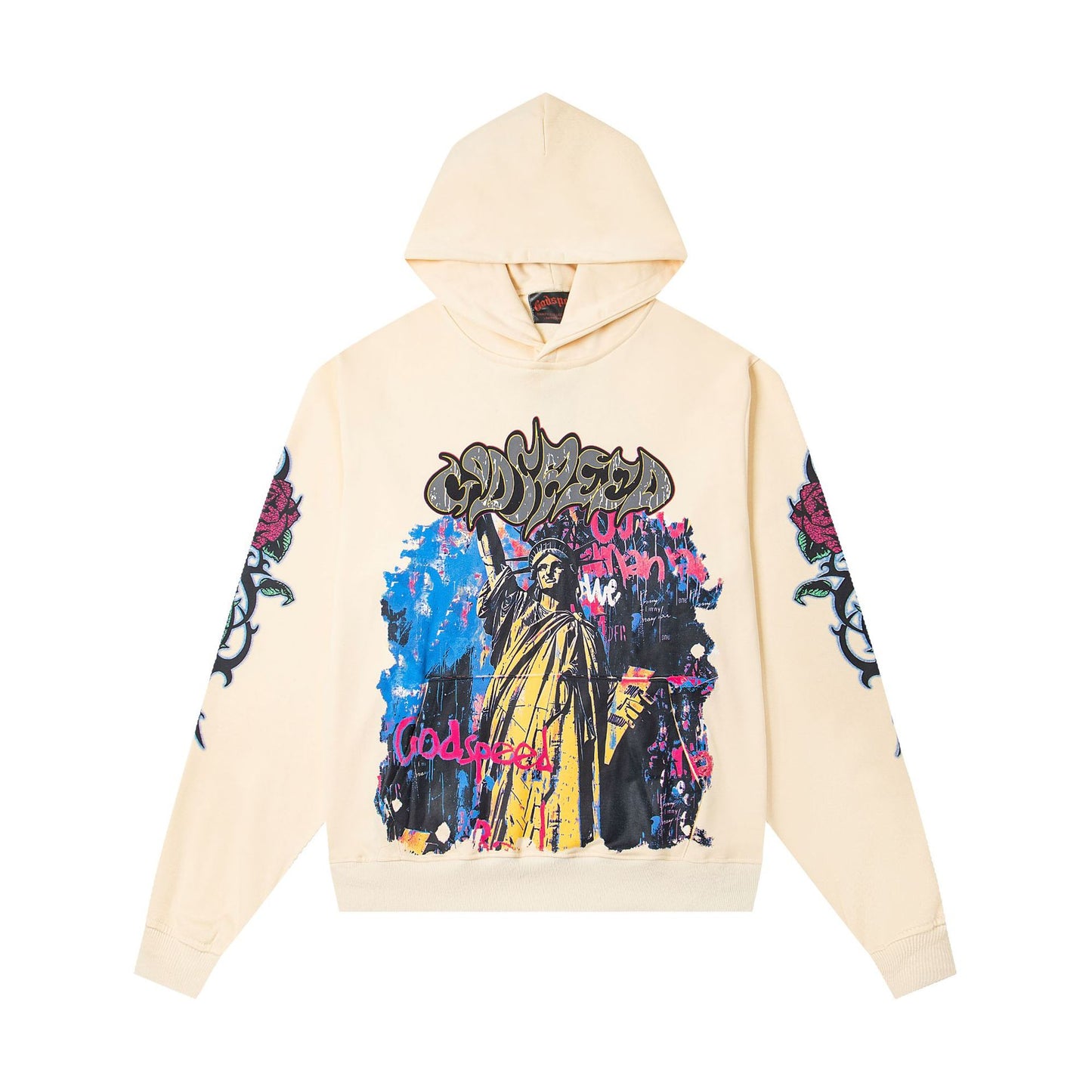 Godspeed New Direct Spray Printed Washed Retro Pure Cotton Hip Hop Hoodie