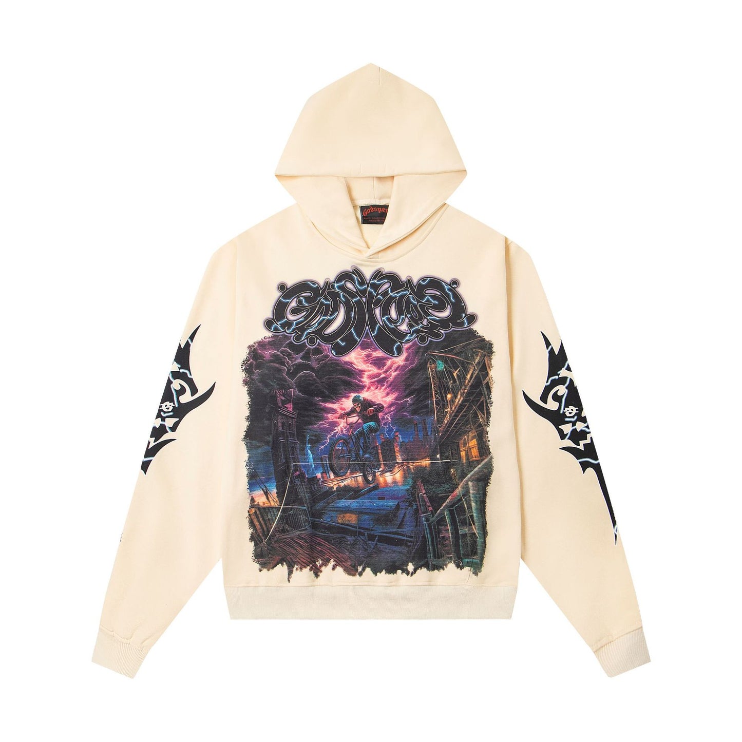 Godspeed New Direct Spray Printed Washed Retro Pure Cotton Hip Hop Hoodie