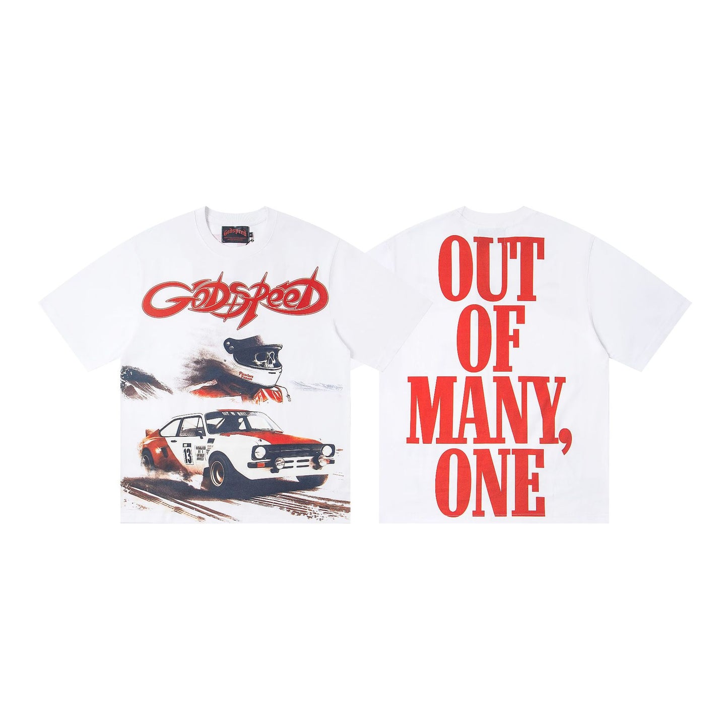 Godspeed Retro Skull Print High Street Trendy Hip Hop Street Loose Short Sleeves