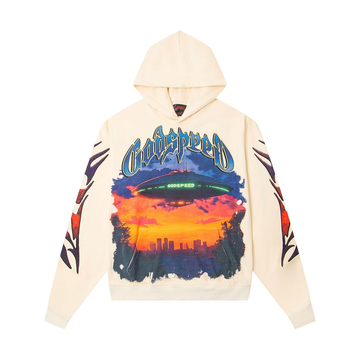 Godspeed New Direct Spray Printed Washed Retro Pure Cotton Hip Hop Hoodie