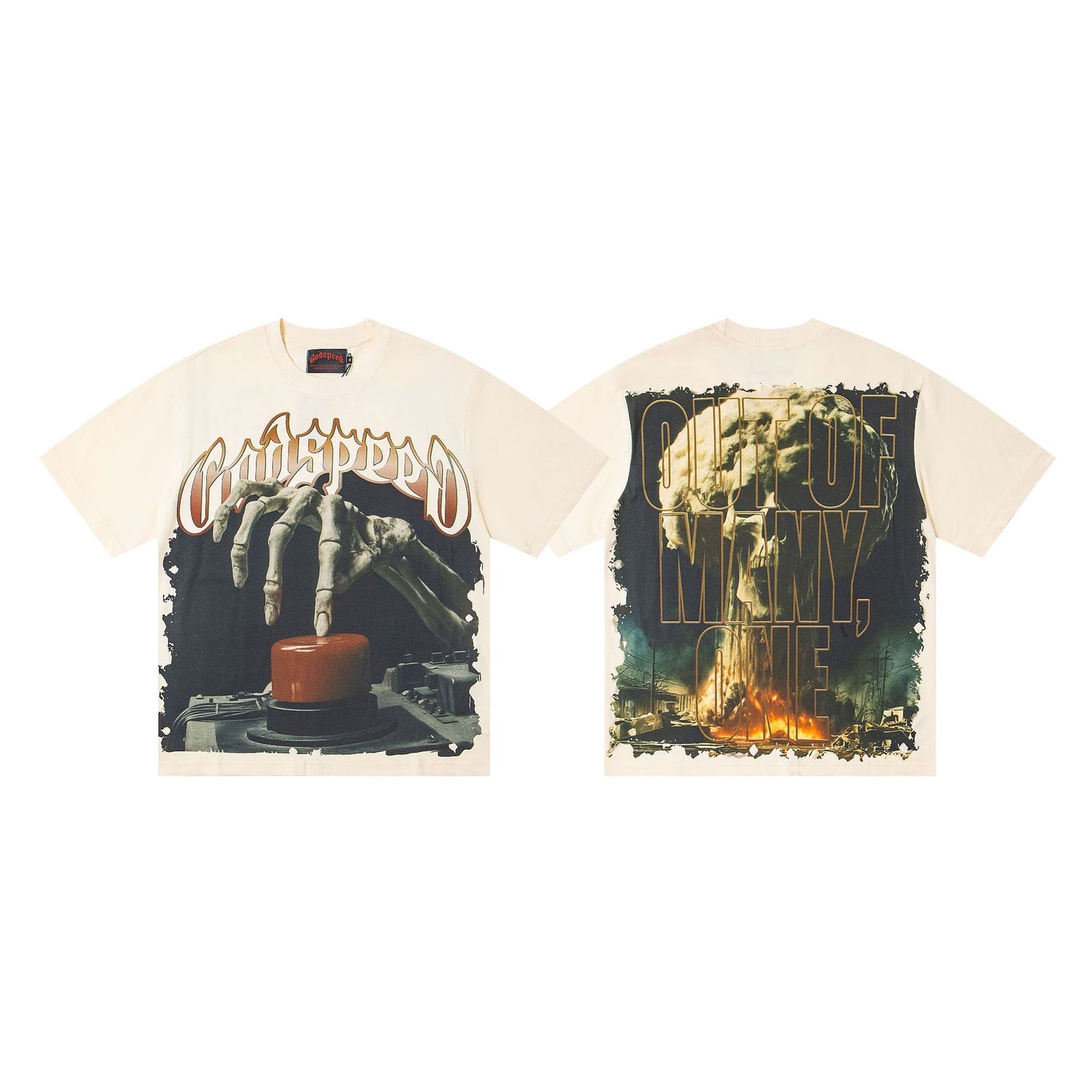 Godspeed Retro Skull Print High Street Trendy Hip Hop Street Loose Short Sleeves