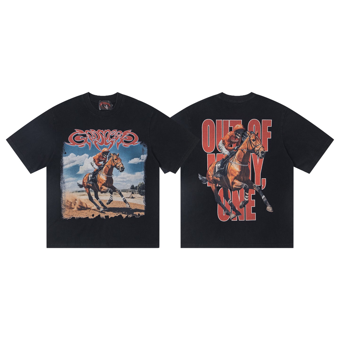 Godspeed Retro Skull Print High Street Trendy Hip Hop Street Loose Short Sleeves