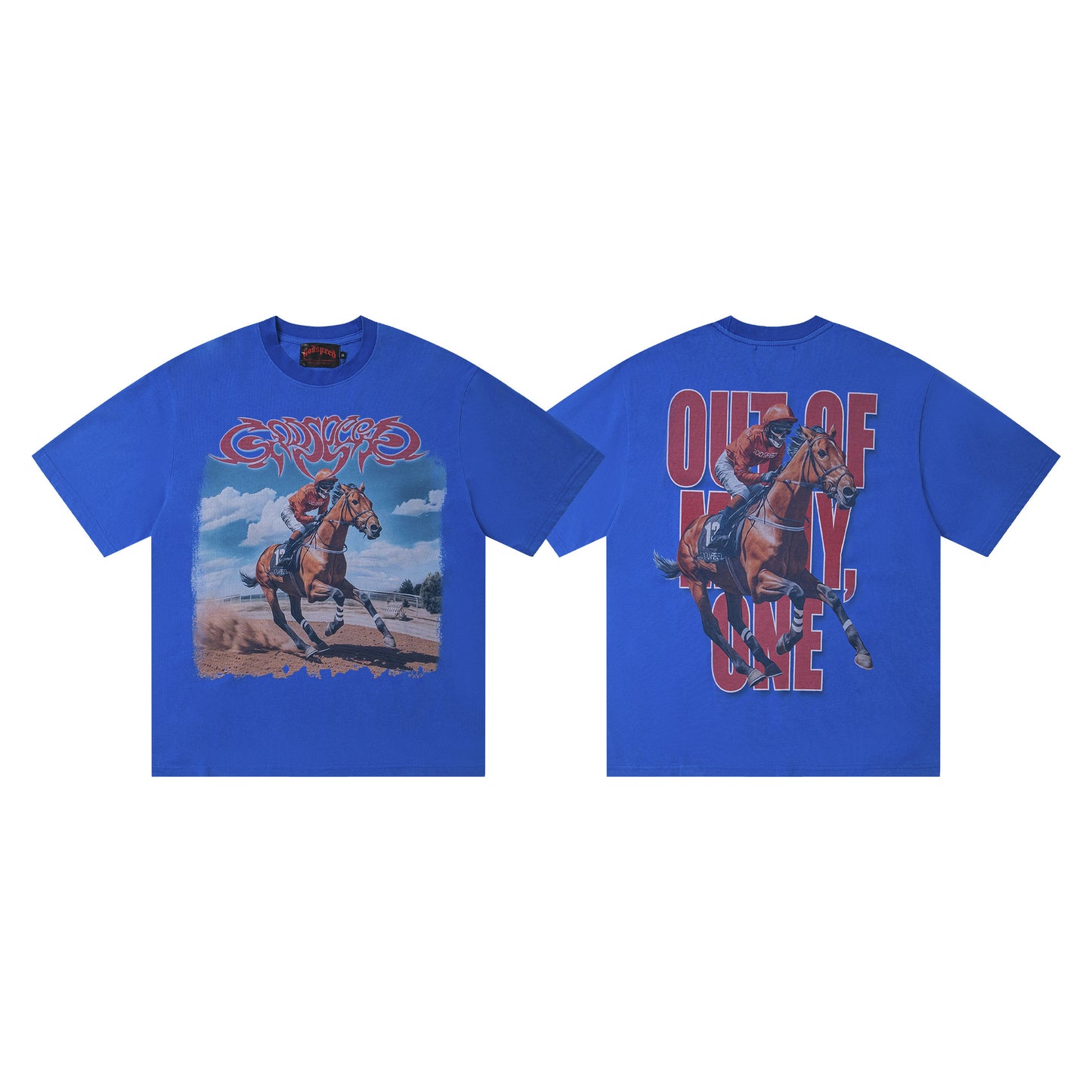 Godspeed Retro Skull Print High Street Trendy Hip Hop Street Loose Short Sleeves