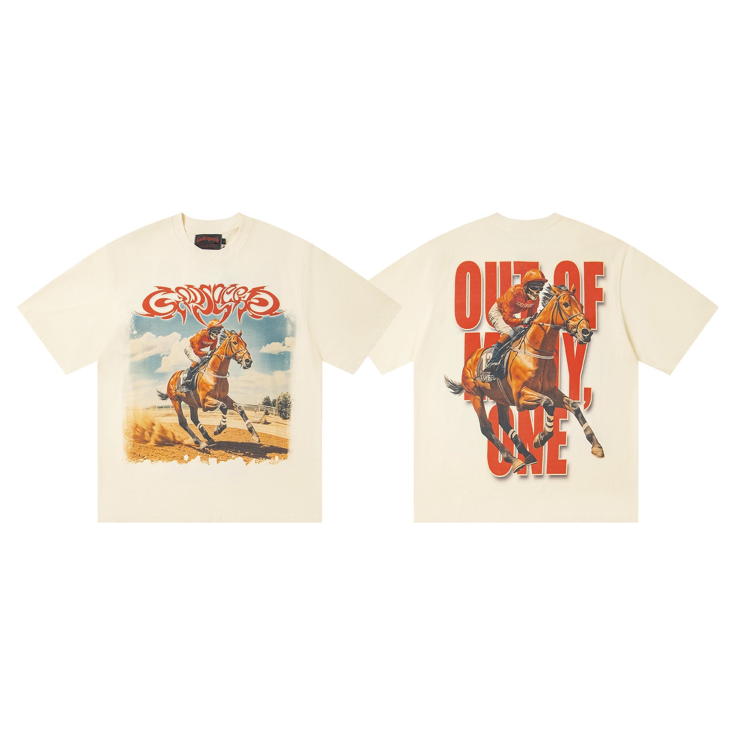 Godspeed Retro Skull Print High Street Trendy Hip Hop Street Loose Short Sleeves